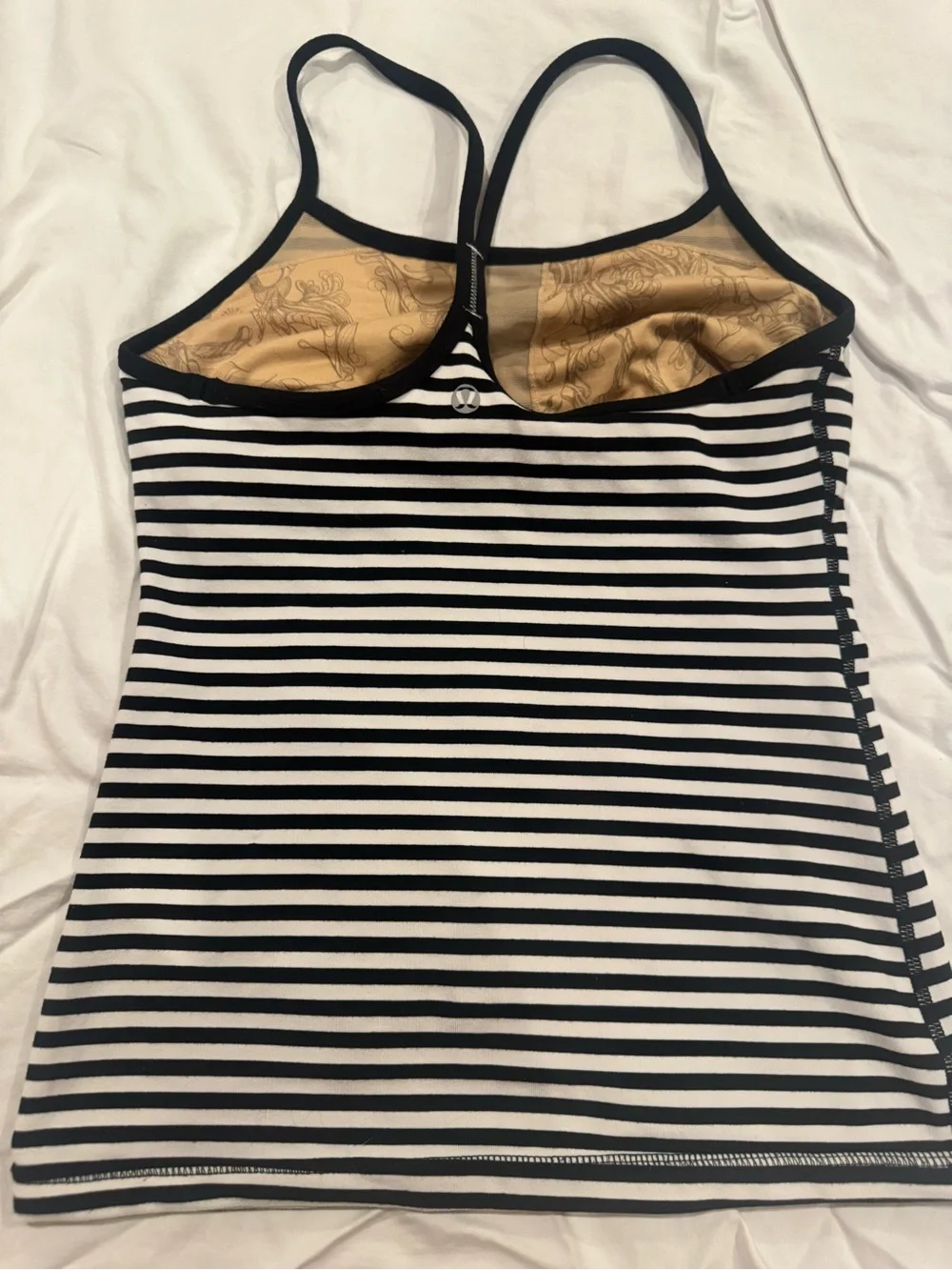Lululemon Black & White Striped Women's Tank with shelf bra